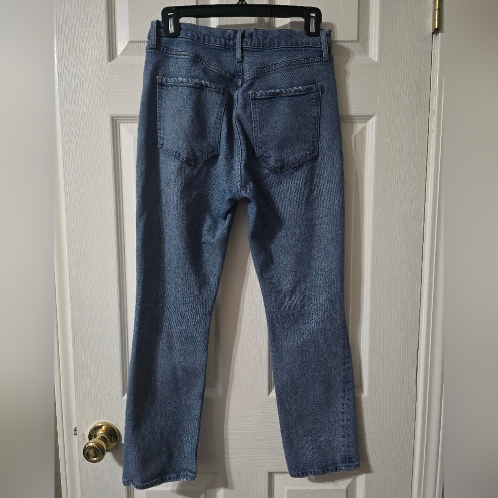 AGOLDE Riley High Rise Straight Crop, Button-Fly, Medium Destructed Wash, EUC! - Picture 7 of 13